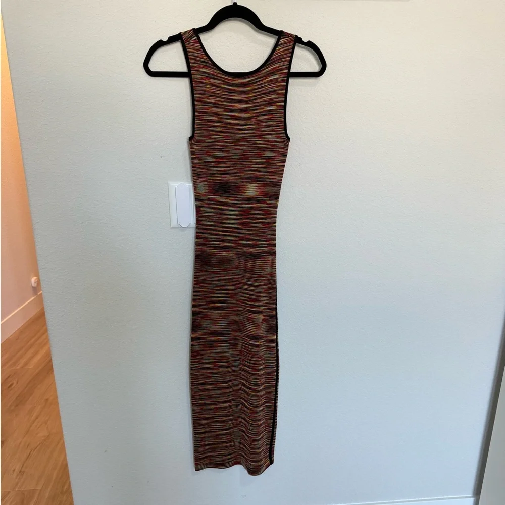 SANDRO Paris Roselia Knit Bodycon Black Red Space Dye Tank Dress Size 2 - Picture 10 of 15